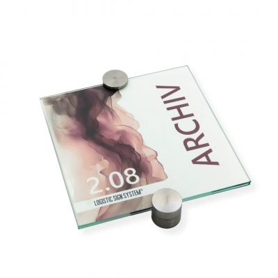 Tuerschild VITRUM P Glasschild fuer Buero 180 180 mm